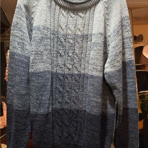 Sweater Graphix VTG 80s Men's Blue Striped Cable Knit Sweater